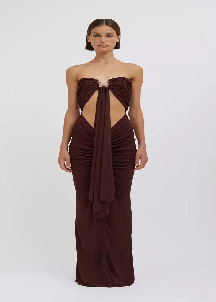 kliou Strapless Women Dress Diamonds Splice Elegant Pleated Ribbons Hollow Out Cleavage Long Robe Ladies Trend Solid Maxi Frock DeNovo819 kliou Strapless Women Dress Diamonds Splice Elegant Pleated Ribbons Hollow Out Cleavage Long Robe Ladies Trend Solid Maxi Frock DeNovo819